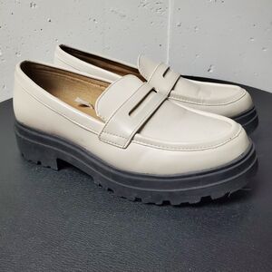 Women's Cream Loafers with Black Soles A New Day Sz 10